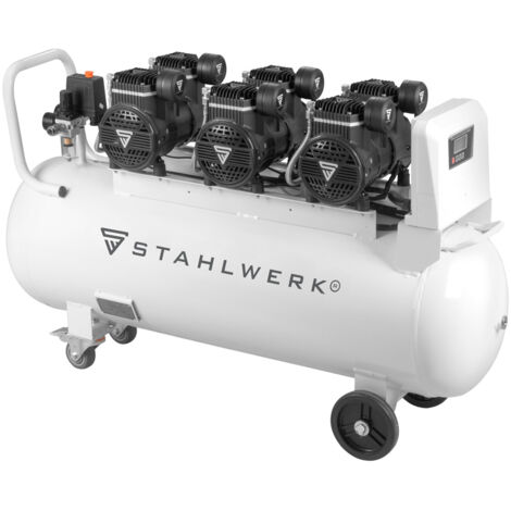STAHLWERK Compresseur d'air comprimé ST 1010 Pro, compresseur silencieux de 10 bar, réservoir de 100 l, 69 dB et 3 moteurs Brushless inusables d'une puissance totale de 5,67 CV / 4170 Watt, 7 ans de g