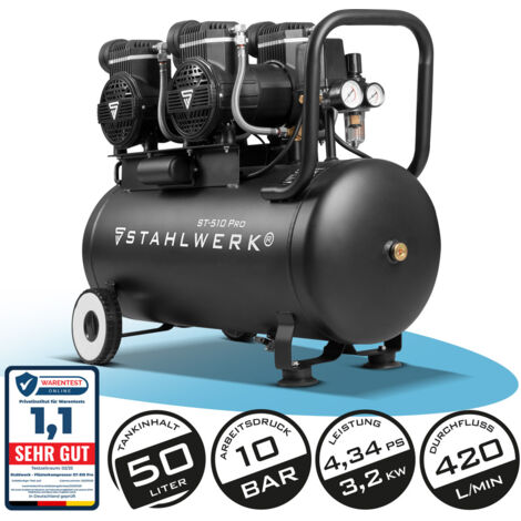STAHLWERK Compressore ST-510 Pro 10 bar 4,3 hp 3,2 kW 420 l/min 50 l serbatoio