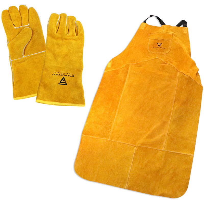 

Stahlwerk - conjunto de ropa de protección: guantes gruesos de soldadura & delantal de cuero