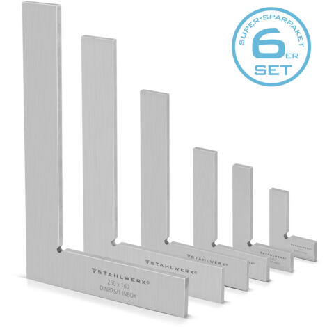 STAHLWERK Cornière plate 90° Set 6 pièces DIN 875/1 en acier inoxydable