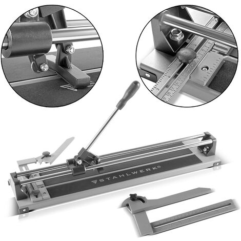 STAHLWERK Cortadora de baldosas con 600 mm de longitud de corte y 12 mm de grosor de corte, cortadora de baldosas manual / máquina cortadora de baldosas para cortar baldosas de cerámica
