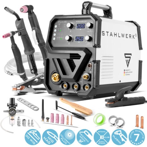 STAHLWERK CTM-250 ST Poste à souder combiné TIG + MIG/MAG + MMA / E-Hand avec 200 Amp et 50 Amp fonction plasma