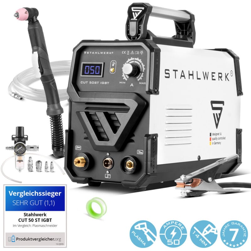 Stahlwerk - Découpeuse plasma cut 50 st igbt avec 50 ampères, capacité de coupe jusqu'à 14 mm