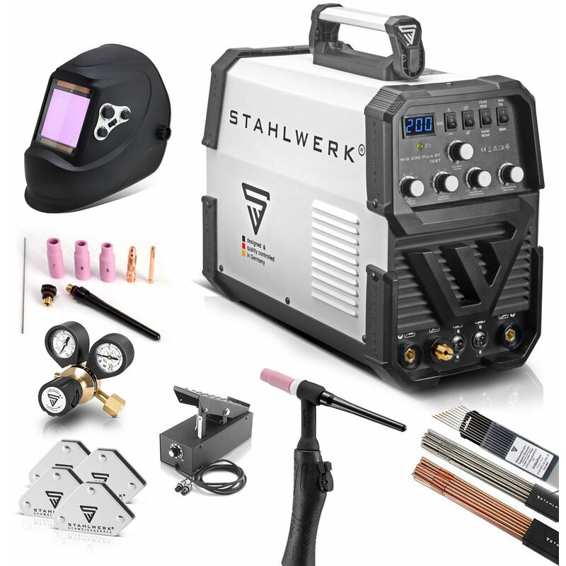 

DC TIG 200 Puls ST equipo completo - máquina de soldar TIG profesional con MMA soldadura de electrodos, con función Puls para chapa fina, con función