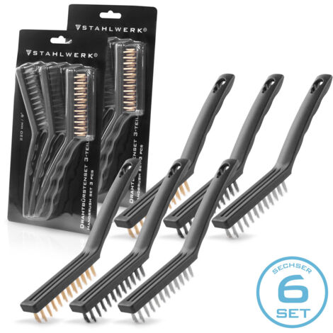 STAHLWERK Drahtbürsten Set 220 mm (9 Zoll) 6-teiliger Bürstensatz