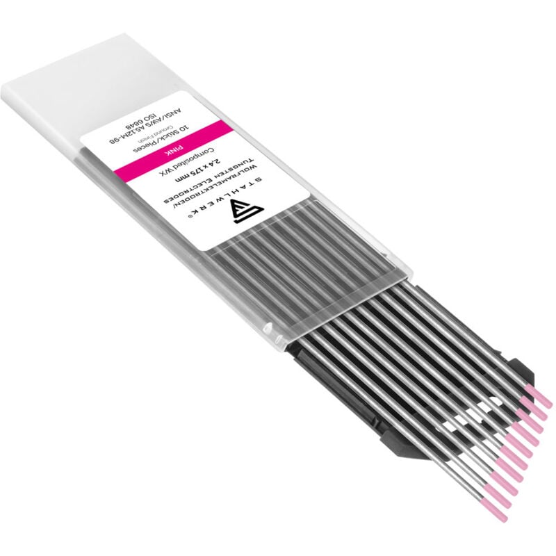 Lectrodes en tungstène / Électrodes de soudage wx Pink 2,4 x 175 mm 10er Set - Stahlwerk