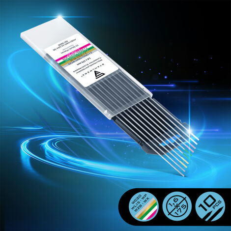 STAHLWERK Electrodos de tungsteno oro, gris, rosa, blanco, verde 1,6 mm, 2 cada uno en un juego de 10