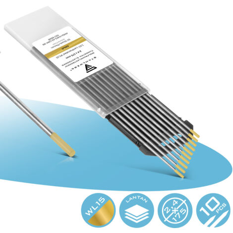 STAHLWERK Elettrodi di tungsteno / elettrodi per saldatura 2,4 x 175 mm WL15 oro set da 10