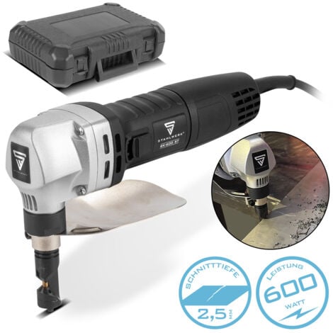 STAHLWERK Grignoteuse de tôle BK-600 ST avec 600W et 2.000 tr/min jusqu'à 2,5mm de profondeur de coupe