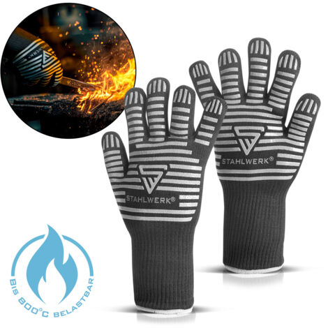 STAHLWERK Hitzebeständige Handschuhe bis 800°C EN 407:2004 aus ARAMID-Gewebe