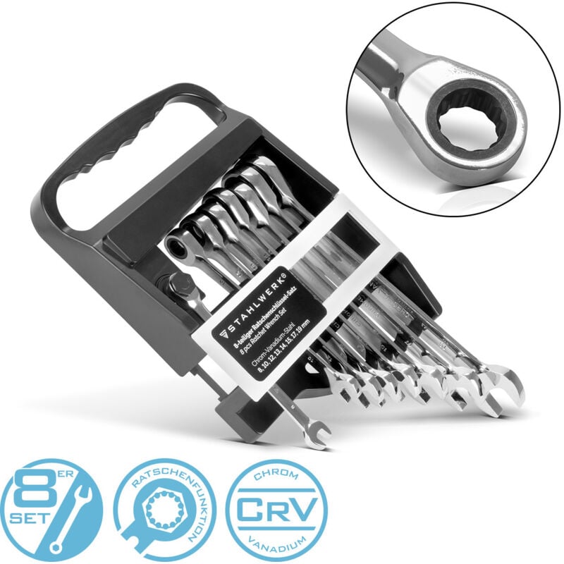 Stahlwerk - Jeu de clés à cliquet 8 - 19 mm 8 pièces Clé de serrage