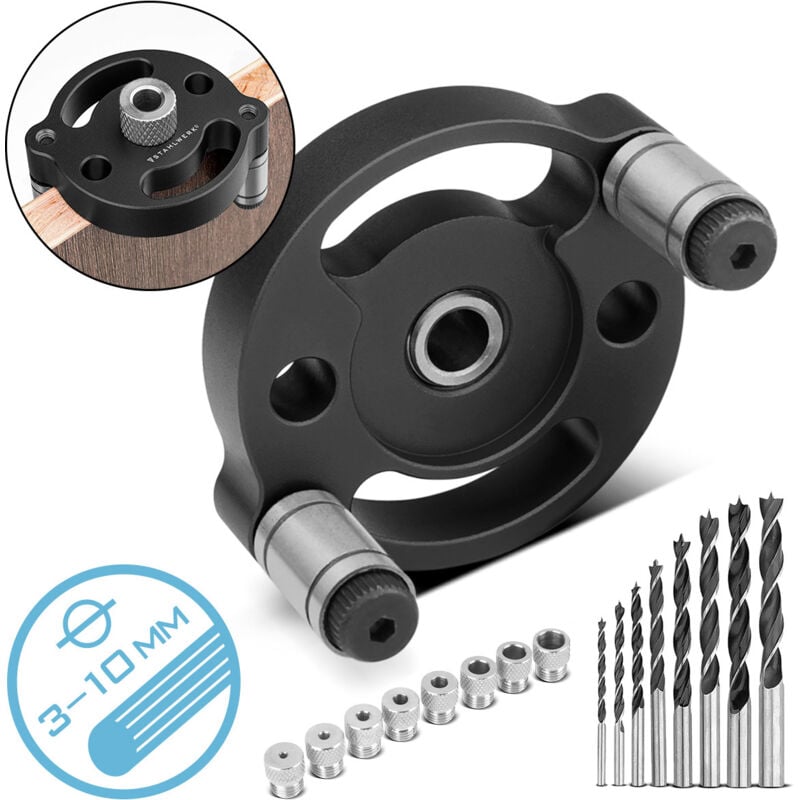 Jeu de gabarits de perçage avec douilles de perçage Forets Aide au chevillage à centrage automatique - Stahlwerk