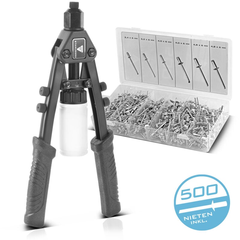 Stahlwerk - Jeu de pinces à rivets Pince à rivets à levier Pince à rivets pop + 500 rivets