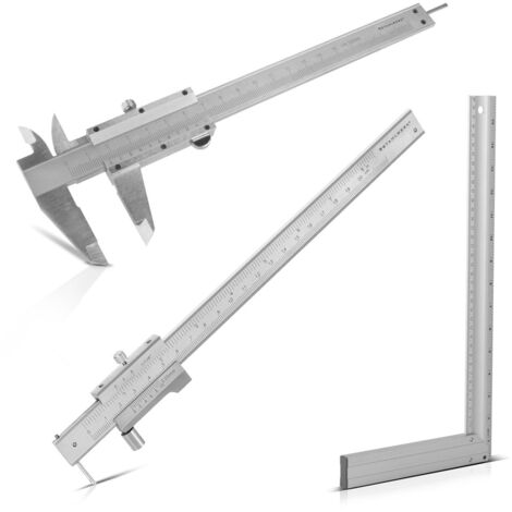 STAHLWERK Jeu d'outils 2 x pieds à coulisse 1 x équerre de butée 400mm