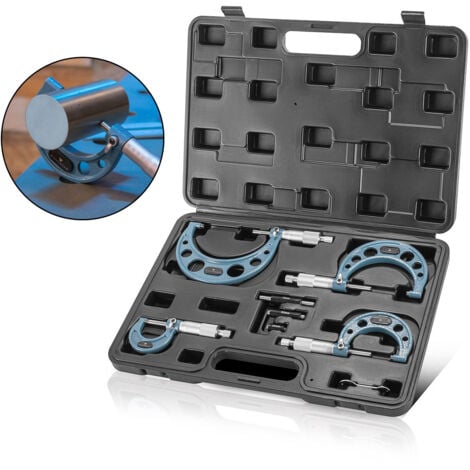 STAHLWERK Juego de 4 micrómetros Rango de medición 0-25, 25-50, 50-75, 75-100 mm