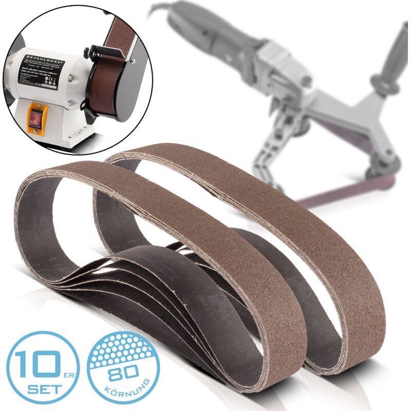 Stahlwerk - Kit de 10 bandes abrasives avec grain P80 40 x 760 mm