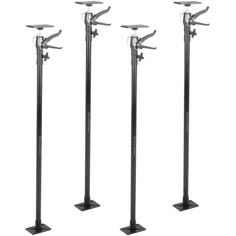STAHLWERK Kit de 4 barres d'appui télescopiques 110-290 cm avec une capacité de charge de 43 kg Étai de construction