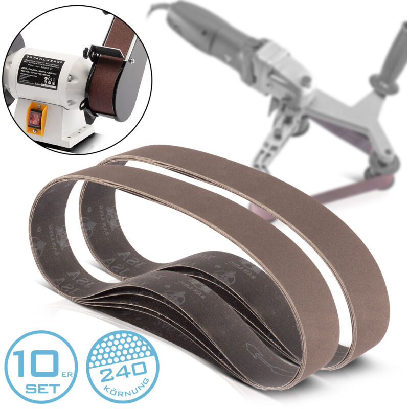 Stahlwerk - Kit de 10 bandes abrasives avec grain P240 40 x 760 mm