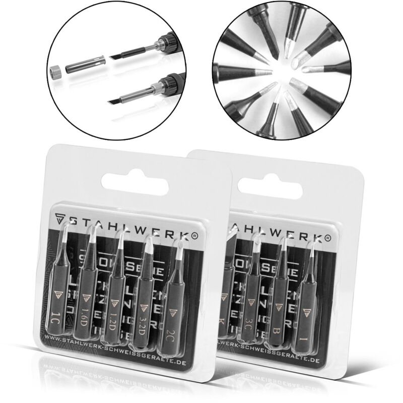 Stahlwerk - Kit de pannes de fer à souder professionnel pour fers à souder avec système 900M-T Set de 10 pannes