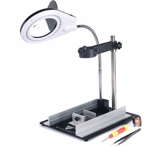 LENTE INGRANDIMENTO CON PINZE A LED DA TAVOLO LUCE SUPPORTO SALDATORE A  PILE 126