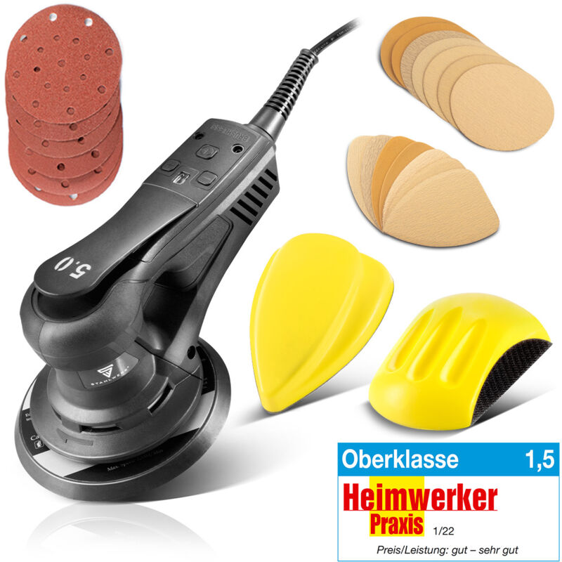 STAHLWERK levigatrice rotorbitale brushless 350 W set di levigatrici manuali