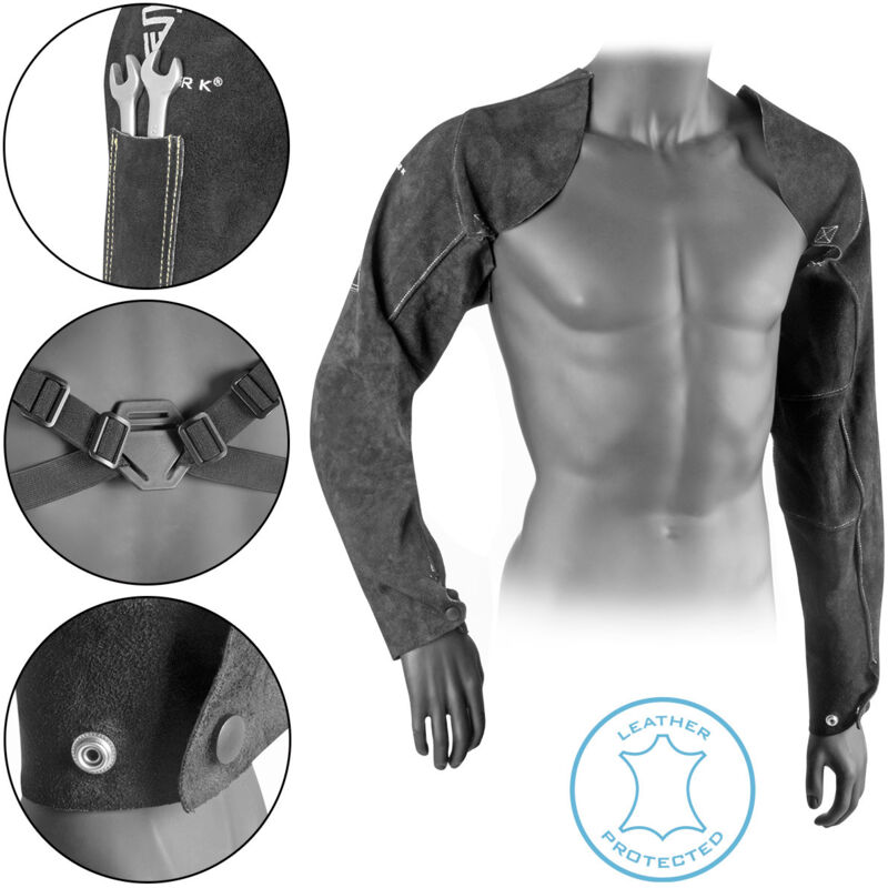 Stahlwerk - Manches de soudeur avec sangle en croûte de cuir de haute qualité