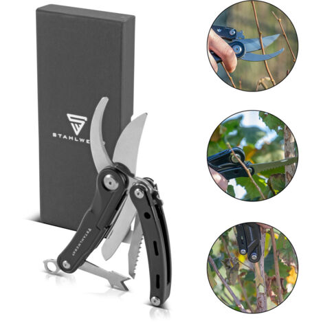 STAHLWERK Multitool 5 Tools Taschenmesser Multifunktionswerkzeug Gartenschere