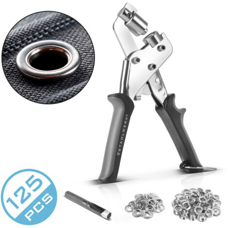 STAHLWERK Pince à oeillets Set 10 mm avec poinçonneuse et 125 oeillets en acier trempé
