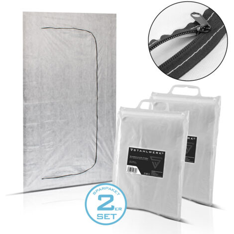 Stahlwerk – Porte anti-poussière en forme de C 220 x 120 cm – Molleton haute résistance – Ouverture extra large avec fermeture éclair – Lot de 2