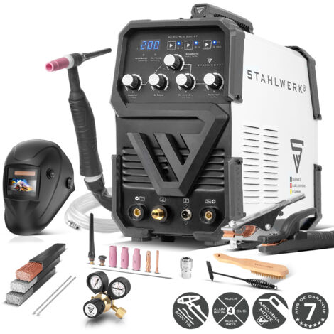STAHLWERK Poste de soudage 2 en 1 combiné AC/DC TIG 200 ST - équipement complet - le soudage TIG & MMA est possible jusqu'à 200 A, onduleur IGBT, allumage HF, refroidissement intelligent, idéal pou