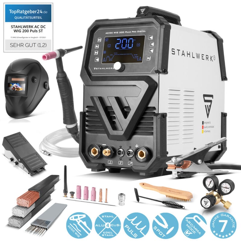 Poste de soudage à gaz inerte ac/dc tig 200 Puls Pro Digital équipement complet - Stahlwerk