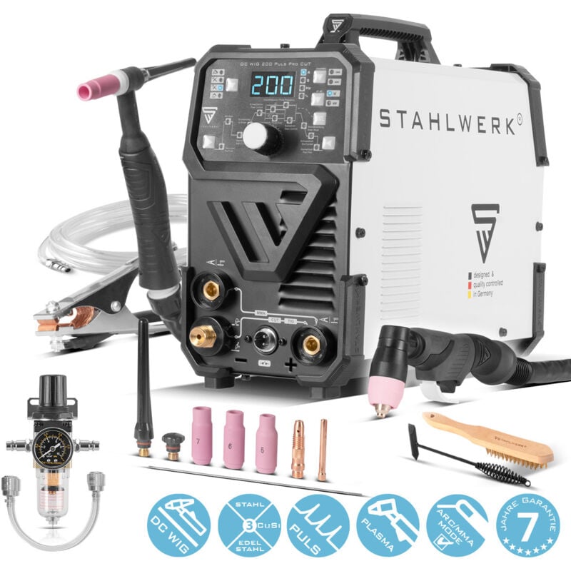Poste à souder combiné dc tig 200 Puls Pro cut 4-en-1 - Stahlwerk