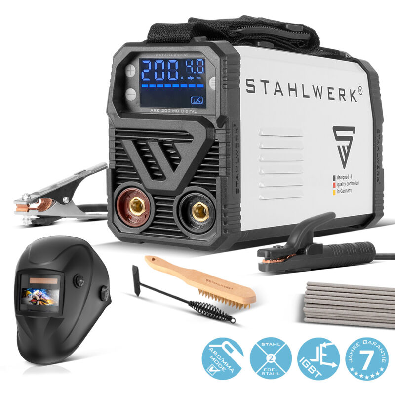 Poste de soudure arc 200 md Digital équipement complet - Inverter 200 Ampère - Stahlwerk