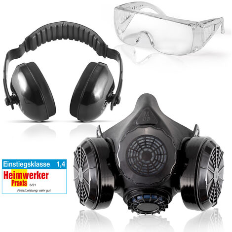 STAHLWERK protección laboral Juego de 3 piezas mascarilla gafas y protección auditiva