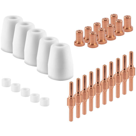 STAHLWERK PT-31 conjunto de piezas de desgaste para antorcha de plasma, boquillas de plasma + electrodos + tapas cerámicas para la antorcha PT-31 CUT, 30 piezas