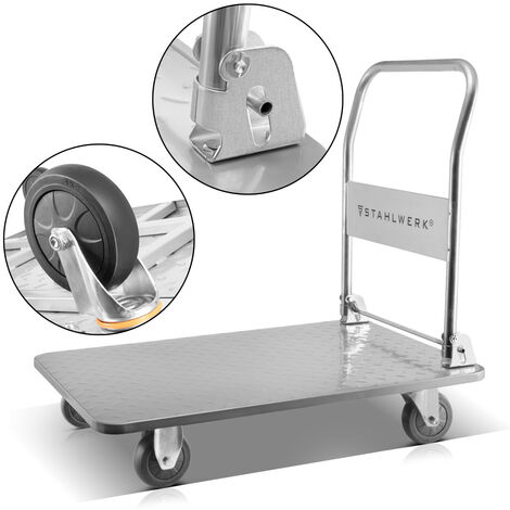 STAHLWERK PW-200 ST carro de plataforma universal / carro de transporte con capacidad de carga de 200 kg, superficie de carga antideslizante y ruedas robustas de fácil desplazamiento