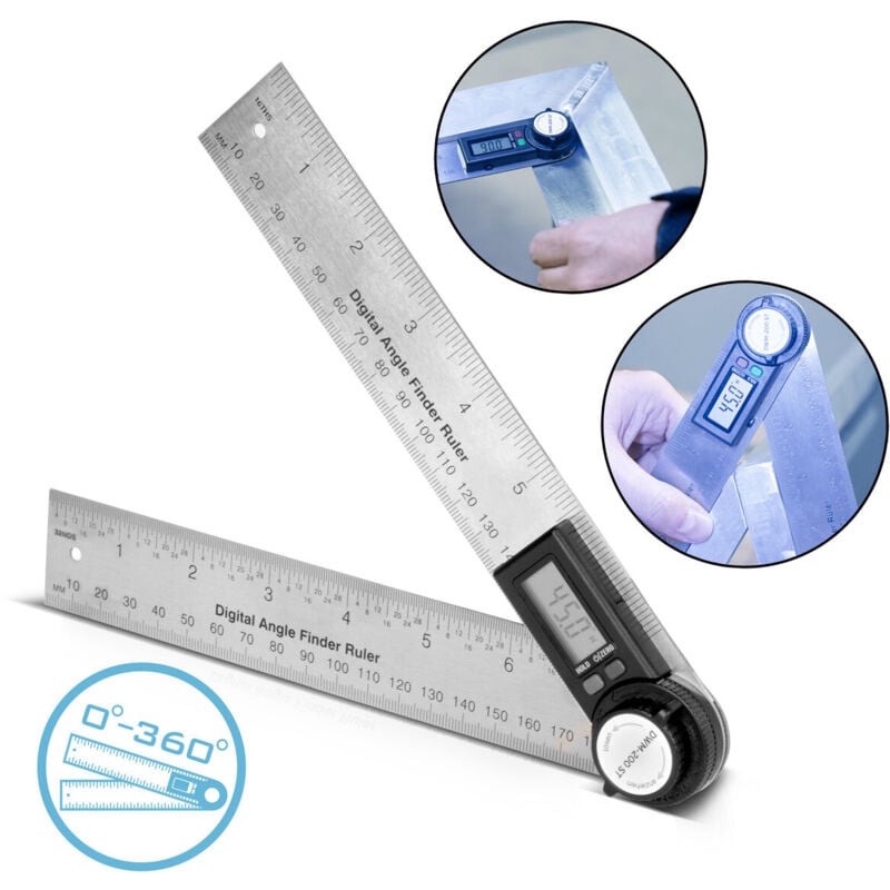 Rapporteur d'angle numérique DWM-200 st avec 180 mm Plage de mesure 360 - Stahlwerk