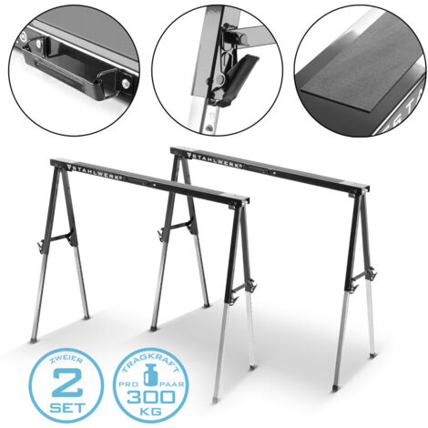 STAHLWERK Sägebock 2er Set 150 kg höhenverstellbar 645 - 910 mm Arbeitsbock