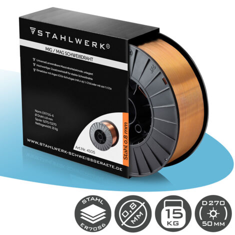 STAHLWERK Schweißdraht MIG MAG Premium Drahtrolle ER70S-6 SG2 0,8 mm 15 kg