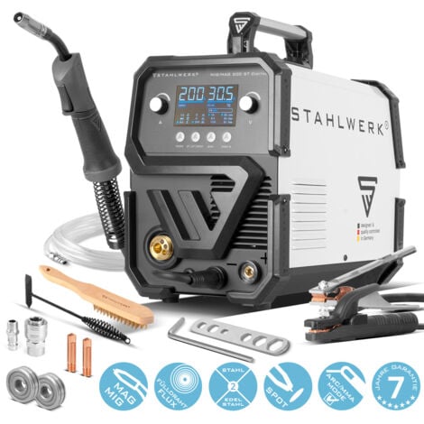 STAHLWERK Schutzgasschweißgerät MIG MAG 200 ST Digital IGBT Einzelgerät mit Zubehör 40-200 A luftgekühlt 3 m