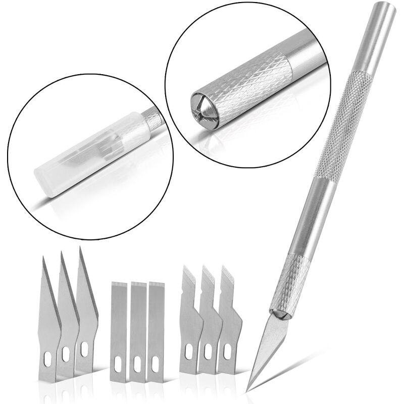 Stahlwerk - Scalpel Set Cutter Couteau de bricolage avec lames de précision 10 pièces