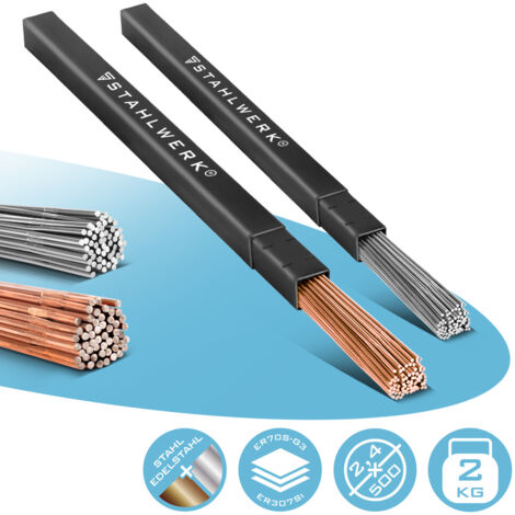 STAHLWERK Set di bacchette per saldatura ER70S-G3 & ER307Si Ø 2,5/2,4 x 500 mm 1 kg cad.