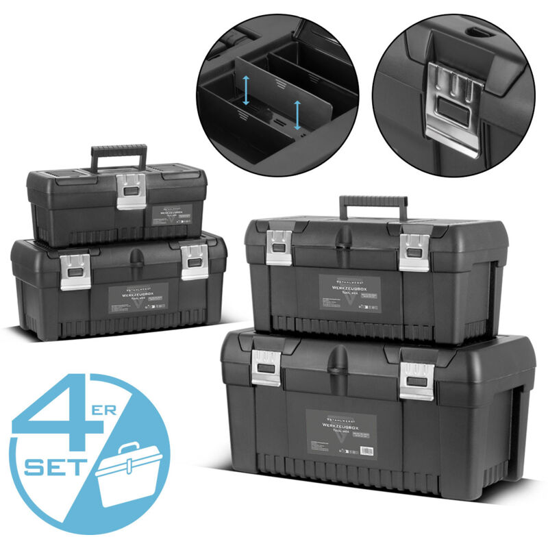 STAHLWERK Set di cassette per attrezzi con 4 cassette vuote Cassette per assortimento di sistemi di moduli 