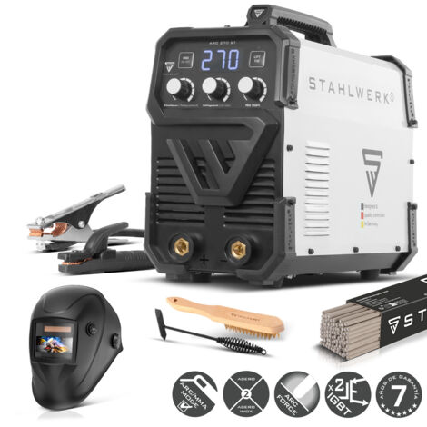 STAHLWERK Soldadora de electrodos ARC-270 ST – Equipo completo – MMA (Electrodo) hasta 270 A, soldadura sin gas protector, Inverter Lift-TIG 400 V, refrigeración inteligente