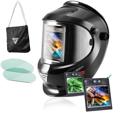 STAHLWERK ST-800PV Casque de soudage entièrement automatique avec fonction 3 en 1, classe optique: 1/1/1/1, 2 disques de remplacement inclus, noir, garantie de 7 ans * sur filtre