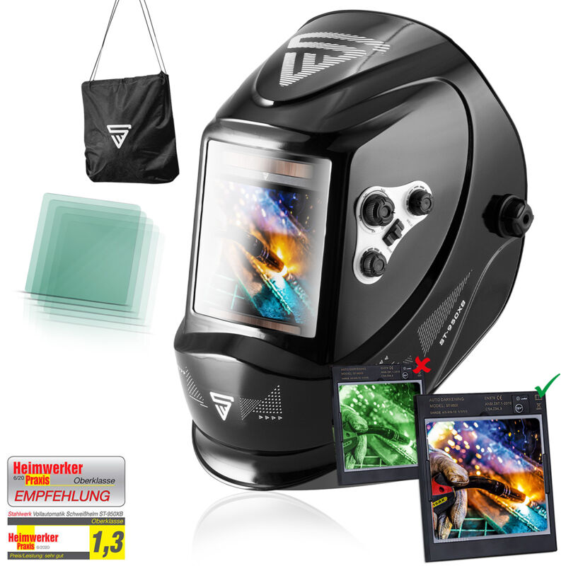 

ST-950XB casco de soldador totalmente automático, categoría óptica: 1/1/1/1, campo de visión grande, 7 años de GARANTÍA en el FILTRO, incl. 5 lentes