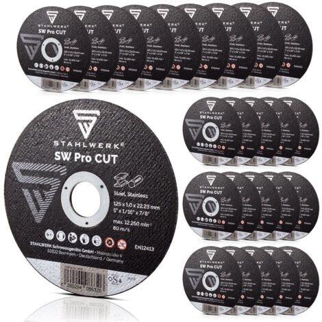 STAHLWERK SW Pro CUT juego de 25 discos de corte 125 x 1,0 x 22,23 mm