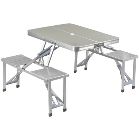 STAHLWERK Table de camping avec chaises Set de table pliable en aluminium