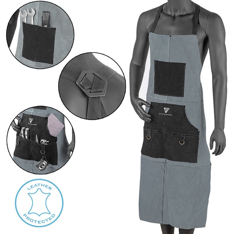 Tablier de soudeur en croûte de cuir de haute qualité pour le soudage - Mehrfarbig - Stahlwerk