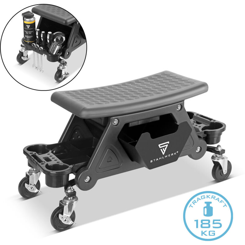 Tabouret d'atelier WRS-185 avec capacité de charge de 185 kg Siège d'atelier Tabouret roulant - Stahlwerk